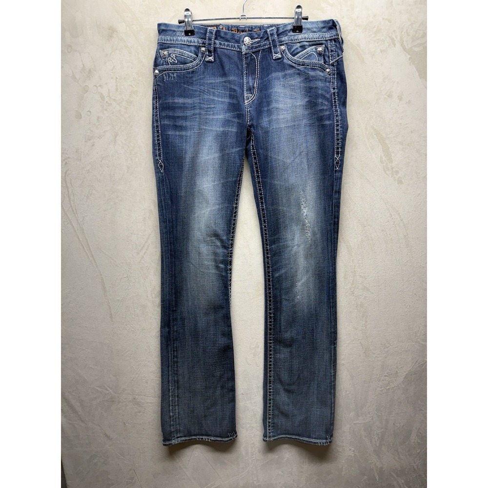 ROCK REVIVAL Sasha Bootcut Jeans Women 31x34 XL Western Bling Flap Pocket Denim